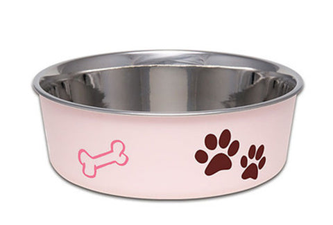 Bella Bowl - Stainless Steel Dog Bowl- paparazzi pink- medium